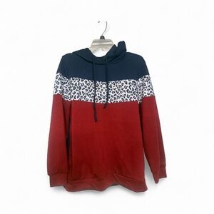 Red and Black Leopard Print Hoodie